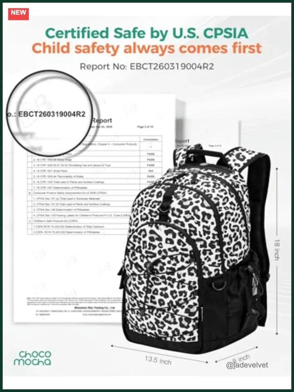 Animal Print Backpack for Teen Girls, Large 18 Inch School Bookbag